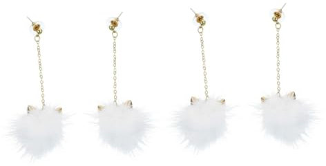 SOIMISS 2 Paar Pelzknäuel-Ohrringe flauschige Ohrhänger Pom Pom Ohrringe Pom Pom Ohrstecker weihachtsgeschenk weinachtsgeschenke Damen Ohrringe kreative Ohrentropfen Silberne Nadeln Weiß