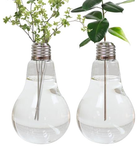 Jarrón hidropónico | Maceta en Forma de Bombilla | Maceta de para Plantas hidropónicas de Interior con Estante de florero para Cultivar un huerto