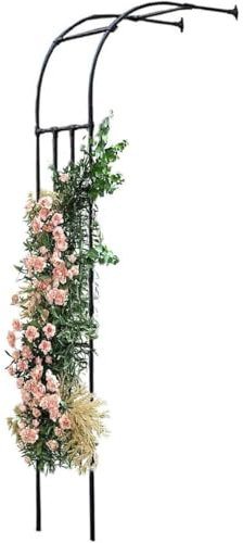 MISKYN Metall Rosenbogen Garten Halbbogen Rankhilfe Rankgitter Torbogen Für Kletterpflanzen Verzinkt Halb-Rosenbogen Witterungsbeständig,Weiß,180 * 240cm