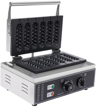 Machine à hot-dog 1500 W, gaufrier en acier inoxydable, machine à hot dog 50-300 ℃ contrôle de la température pour boulangeries, restaurants, kiosques, cantines, plats à emporter