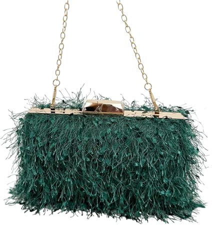JOERBABU Bolso para mujer, bolso de noche simple cruzado, bolso de mano, bolso de mano, bolso de fiesta, borlas, bolso de fiesta de boda, verde oscuro, Polyester