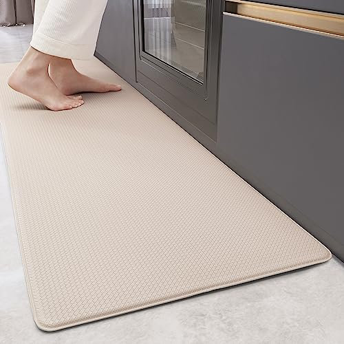 Color G Küchenläufer 60x240CM, küchenteppich waschbar rutschfest, Teppich küche mit Ölfest und Wasserdicht PVC, Gummirücken Küchenmatte für Esszimmer, Küche, läufer Flur(Beige)