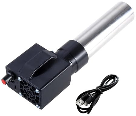 VOCUE Tragbarer elektrischer Grillventilator, Luftgebläse für Outdoor-Grillen, Typ C + DC 5,5 x 2,1 mm, Leistungsaufnahme, 16000 U/min, Grillventilator
