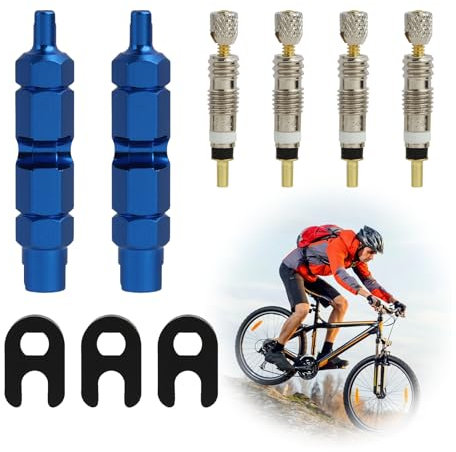 8er Set Fahrradventil Adapter, Presta zu Schrader Ventiladapter, Französisches Ventil,Ventileinsatzentferner und Ventilkappen, Langlebiges Kupfer und Kunststoff, Universell für Fahrradreifen