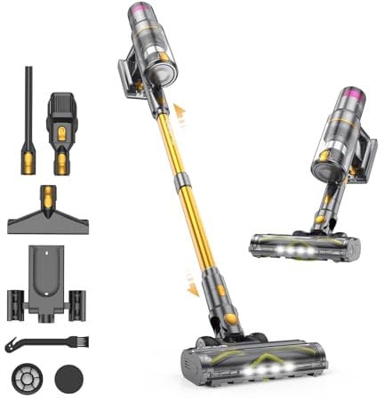 aonus Aspiradora sin Cable 55KPa 580W, Modo Automático hasta 75Min, Escoba Aspiradora sin Cable Potente con Pantalla Táctil LED, Cepillo Anti-Enredo para Pelos de Mascotas, Alfombras y Suelos Duros