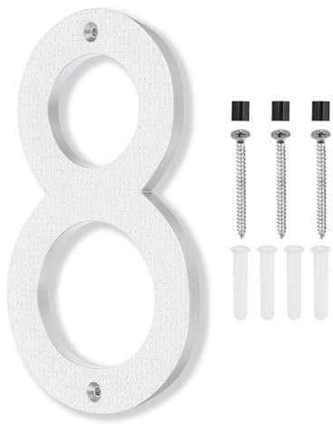 PATIKIL 8 Inch House Numbers, House Address Numbers Sign Large Floating Modern Home Number with Screws for Outside Door Wall Street, Silver, 8