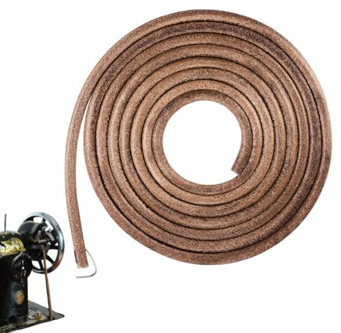 KEQAR 1 Pcs Durable Leather Belt for Sewing Machines with Hook - Universal Compatibility for Singer, Brother, and More (183cm, 5mm Diameter)