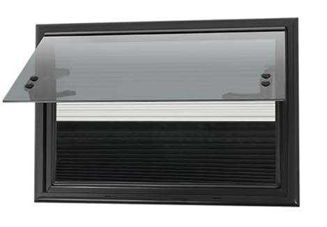 Finestra di esposizione per camper con tenda avvolgibile integrata e zanzariera, finestra laterale, finestra per camper e roulotte, furgoni e camper (500 x 350 mm)