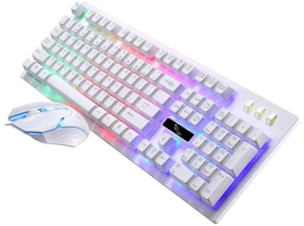 Operitacx Clavier Et Souris pour Ordinateur Ergonomiques Mécaniques Filaires pour Gamer Bureau Maison Sensation Mécanique Blanche