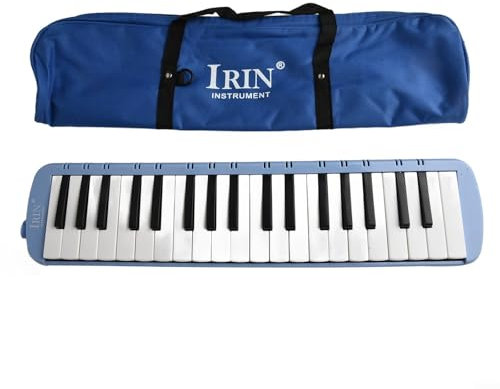 Hasaller Melodica Melodica-Set, 37 Pi-ano-Tasten, Melodica-Musikinstrument, tragbares Melodicas-Instrumenten-Set mit Reisetasche, zwei Mundstücken und Reinigungstuch für Musikerziehung (blau)