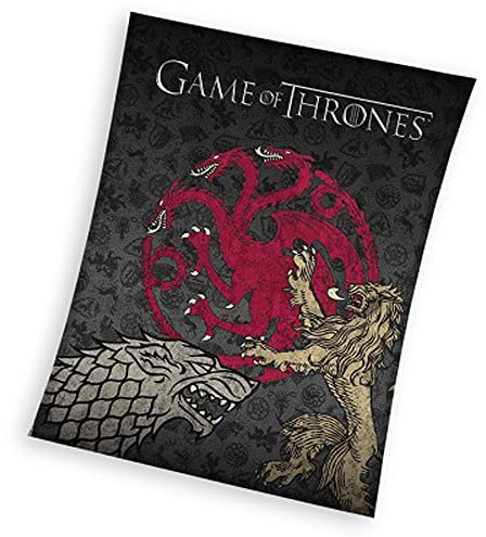 Große Game of Thrones Wohndecke Winter is Coming 150 x 200 cm Schwarz super weiche Coral-Fleece-Decke Kuscheldecke Sofadecke G.o.T. Targaryen Stark Lannister House of the Dragon Pass zur Bettwäsche