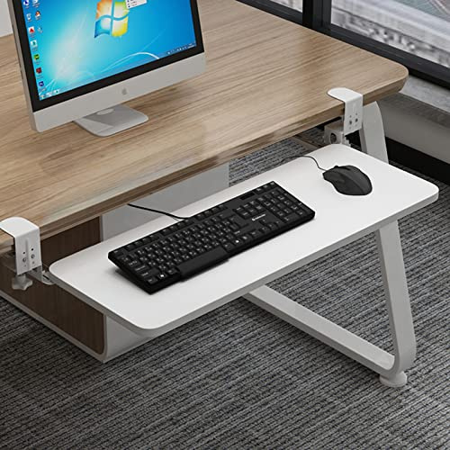 Adjustable Keyboard Tray, Ergonomic Desk Extender Mouse Platform - Clamp-On Computer Arm Rest with Wrist Rests, Sliding Under Desk Shelf for Comfort & Space-Saving