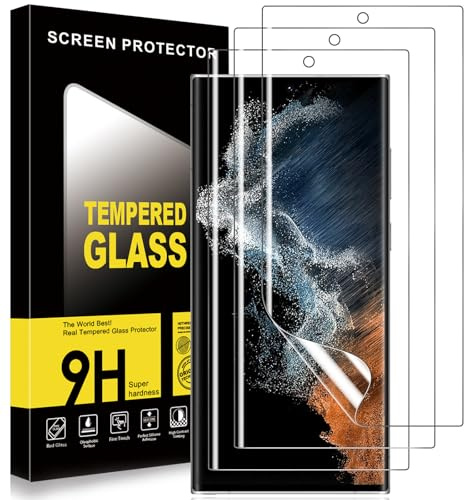 ZhuoFan Films de Protection Ecran pour Samsung Galaxy S22 Ultra 5G, 3 Pièces Film Hydrogel Transparent HD Souple en TPU Protecteur, Anti-Rayures, Sans Bulle protection d'écran