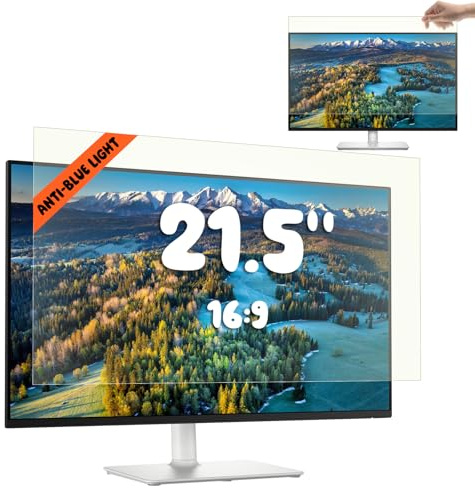 Mamol 21.5 Inch Computer Blue Light Blocking Screen Protector for 16:9 Widescreen Monitor, Anti Glare Anti-UV Eye Protection Desktop PC Monitor Filter, Removable Anti-Scratch Screen Film 21in