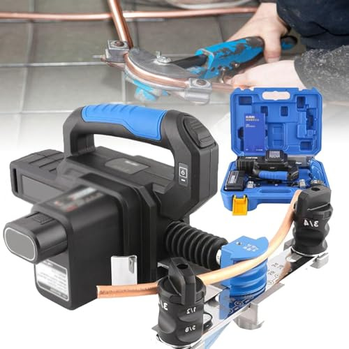 ZHJOPP Curvatubi Elettrico da 220 V per Tubi in Rame, Kit di piegatubi Elettrico a 90° con 7 matrici - Macchina piegatubi Multifunzione