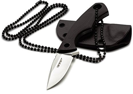 TONIFE HKT2018 Neck Knife Mini Outdoor Survival Taschenmesser, Feststehend EDC Messer, 43mm Tragbares Gerade Messer, Halsmesser mit Kydexscheide und Kugelkette, HKT2018