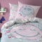termana Smiley Happy Flower Girls Bettwäsche-Set Kinderbettwäsche Blumen Sterne & Smiley-Gesicht Rosa Grau Kissenbezug 80x80 135x200 cm Bettbezug 100 Baumwolle Kinderbettwäsche Teenager-Bettbezug-Set