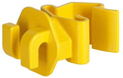 AKO 25x T-Pfosten Clip Seilisolator, gelb - Verbessertes Clipsystem für Starken Halt - verwendbar für Weidezaunseil Litze und Draht - Einfaches Anklippen am T-Post