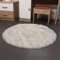 Deike Mild Rund Sitzkissen Faux Lammfell Schaffell Sitzauflage Fell Optik Nachahmung Wolle Teppich Stuhl Sofa Matte (Weiß Grau,50cm)