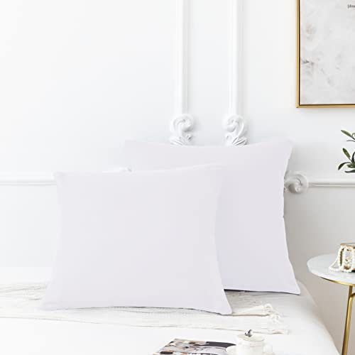AYSW 18 Couleurs Lot 2 Taie d'oreiller 60x60 cm Blanc Housse Oreiller Coussin pour Canapé Lit Fermeture Éclair Anti-Acariens Hypoallergénique Protège Oreiller Zip Microfibre