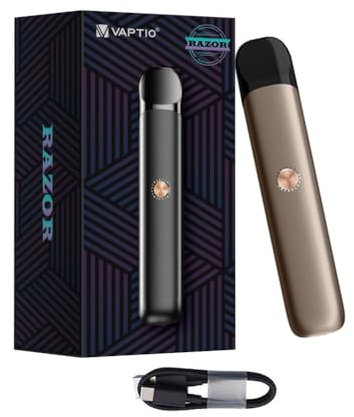 VAPTIO Razor Kit Kit de démarrage Vape Pen avec batterie 550mAh Pod 2,0 ml Cigarette électronique Kit Vaporisateur sans e-liquide sans nicotine (noir)