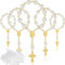 30 Stück Mini Rosenkränze Taufe Rosenkranz Perlen Finger Taufe Rosenkränze mit Organzabeuteln für Erstkommunion Taufe Weihnachten Hochzeit Party Mitgebsel (Gold)