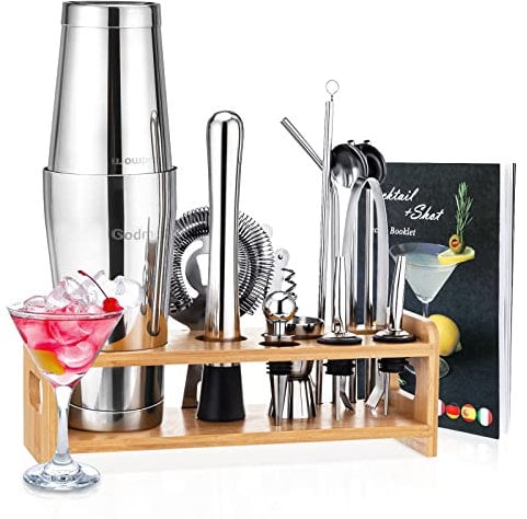 Godmorn Cocktail Shaker Set 16 Teiliges, Boston Shaker 600/450ML Geschenkset
