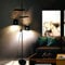 Osasy Lampadaire sur pied en bois,corde et métal noir,Lampe de Salon avec Interrupteur, 2* E27 Douille(max. 60 Watt (noir- doré)