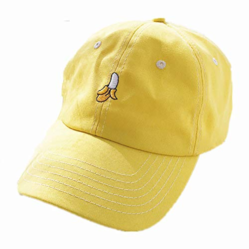 KUNIUO Baumwolle Frucht Stickerei Hysteresenkappe Avocado Banana Grape Peach Baseball Cap Für Männer Frauen Hip Hop Papa Hut Geschenke-Banana,55cm-60cm