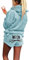 Donne Gatto Ricamo Pigiama 2pcs Inverno Carino Ragazze Con Cappuccio Indumenti Da Notte Gatto Orecchio Accappatoio Manica Lunga Pantaloncini In Pile Tuta Tuta, Blu, XL