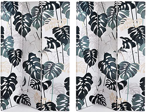 Kobolo Paravent Spanische Wand Raumteiler Sichtschutz -Leaves- 120x170 cm