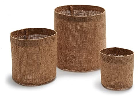 NaDeco Jute-Übertopf, rund, mit Ø von 10, 15 und 20 cm erhältlich Pflanzentopf aus Jute Pflanzkorb Pflanzgefäß aus Jute Deko-Sack Jute-Topf, Größe:Ø 20 cm