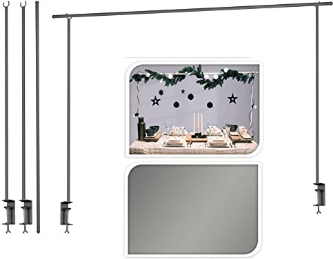 URBNLIVING 250cm Metal Over Table Hanging decoration Display Rod Rail Pole With Clamp (Silver)