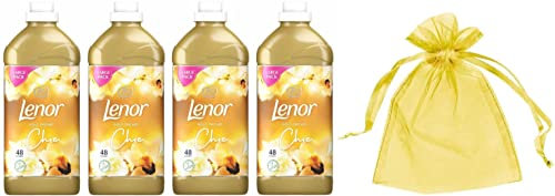 Lenor Fabric Conditioner, Large Pack, Pack of Four, 4 x 48 Washes, 4 x 1.68 L, Gold Orchid Scent + Our Gift for You - Organza Bag Size 9 x 7 x 0.1 cm