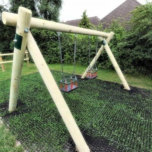 Playground Rubber Safety Grass Mats 6 Sizes of Play Area Fall Protection Flooring For Childrens Swings, Slides, Paddling Pools, Trampolines (150cm x 100cm x 22mm)