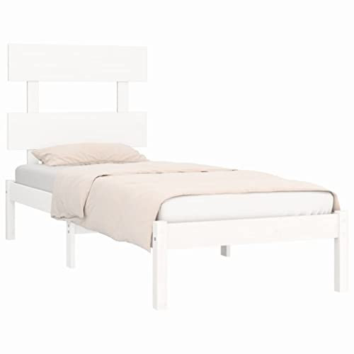 vidaXL Massivholzbett Einzelbett Bettgestell mit Lattenrost Bettrahmen Schlafzimmerbett Bett Holzbett Schlafzimmermöbel Weiß 90x190cm