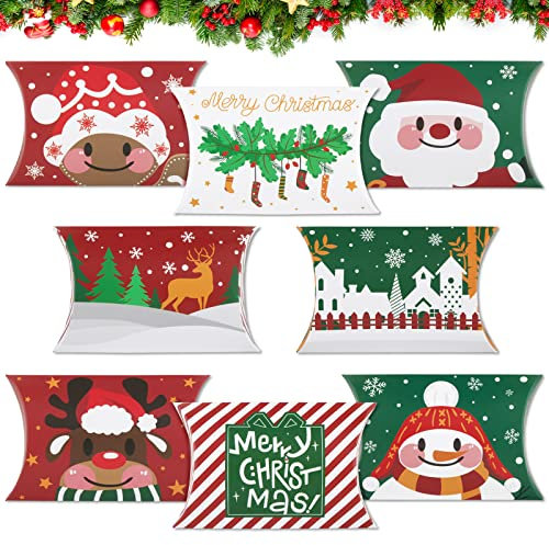 24 Stück Weihnachten Geschenkbox Klein Geschenkschachtel Rot Grün Süßigkeiten Box Schachtel Geschenkkarton Deko für Weihnachten Geschenke