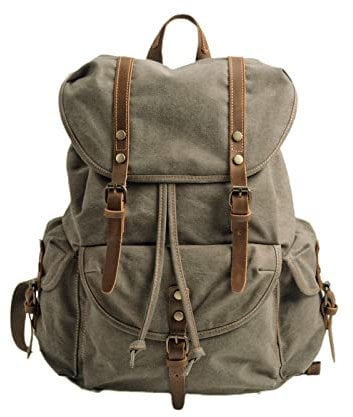 FANDARE Leinwand Wanderrucksack Rucksack Schulranzen Schultaschen mit Kordelzug Trekkingrucksack Reiserucksack Outdoorrucksack für Herren Damen Camping Radfahren Klettern Bergsteigen und Reisen Sport