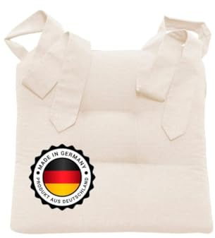Bonvionn Stuhlkissen Sitzpolster Schleifenband Auflage Stuhlauflage extra dick für Esszimmerstühle Indoor Outdoor (Elfenbein)