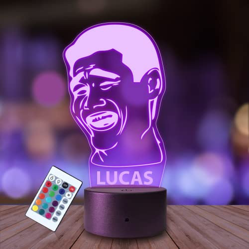 Plexido Nachtlicht Meme Yao Ming NBA Illusion Lampe 3D Nachttischlampe Geschenk für Kinder Personalisiert Graveur Weltraum Kinderzimmer LED Licht Fernbedienung 16 Farbwechsel Wohnzimmer Dekoration