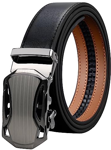 AivaToba Ceinture en Cuir pour Hommes, Ceinture à Cliquet à Boucle Automatique, Ceinture Habillée, Ceinture Coulissante Réglable pour Pantalon Décontracté pour Hommes, Largeur 35 mm.