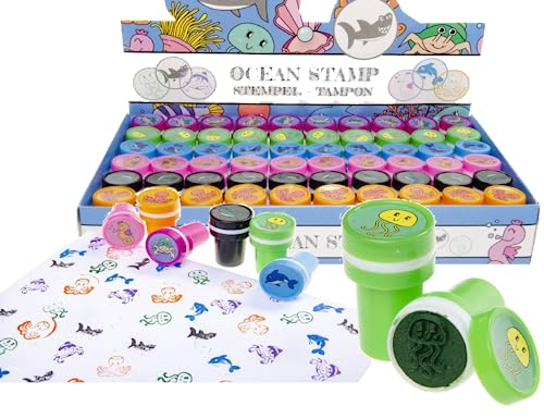 12 Stempel * Meerestiere * als Mitgebsel für Kindergeburtstag oder Mottoparty | Perfekt zum basteln, malen, als Geschenk und Spiel für Kinder Stamp Meer Fische