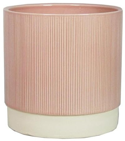 INNA-GLAS Pot de Fleurs en céramique THELON, Rose Clair-Blanc, 16cm, Ø16cm - Cache-Pot