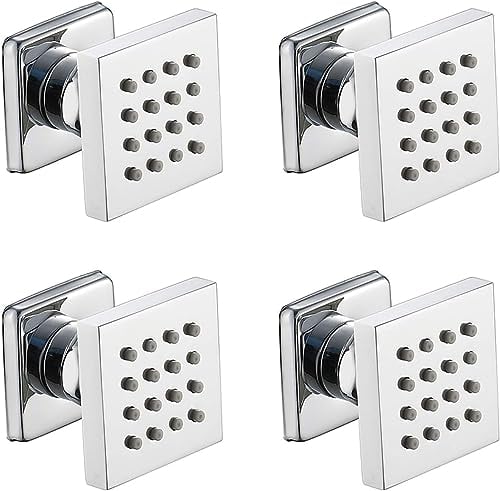 4 Pcs Seitenbrausen Dusche 2 Zoll Massagedüse Messing Seitenbrause Brause Einstellbar Seitenbrause Dusche Wandbrause Wanddüse Regenbrause Shower Dusche Jet,Chrome