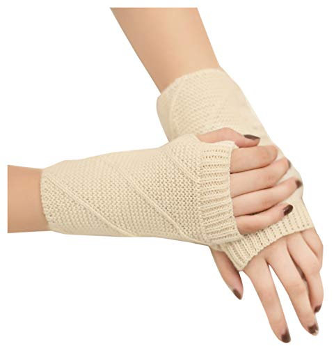 Handschuhe Fingerlos Damen, Warme Fingerlos Strickhandschuhe Unisex Gefütterte Wollhandschuhe Paar Handstulpen Warm Kaschmir Gloves Fingerlinge Pulswärmer Herren