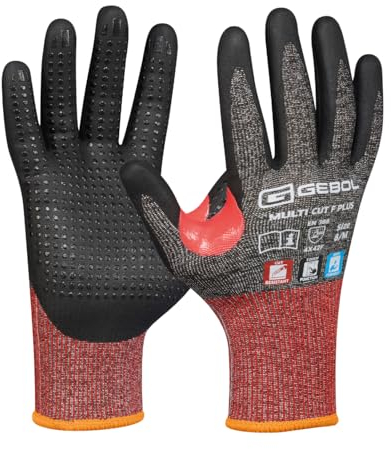 Gebol Multi Cut F Plus (1 Paar) - Schnittschutzhandschuhe mit Nitril Mikroschaum, Touchscreen-Bedienung, Maschinenbau & Metallverarbeitung, aus recycelten PET-Flaschen, für Herren, XXL (Gr. 11)
