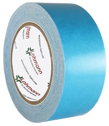 KLEBESHOP24 Duplocoll 918 | Doppelseitiges Spiegelklebeband | Abmessung wählbar | 1 mm dick | Aus weißem PE-Schaum | Hochqualitatives Montageklebeband von Lohmann / 50 mm x 5 m