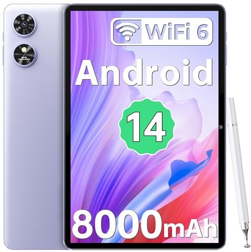 OUKITEL OT6 Android 14 Tablet WIFI - 2024 Tablet 10.1 inch, 8000mAh Big Battery,tablets with pen,80dB Dual speaker, Widevine L1, Bluetooth 5.0, 2 Years Warranty, Purple