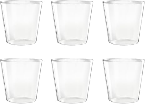 H&H Set 6 Bicchieri in Vetro Borosilicato, Trasparente, 315cc