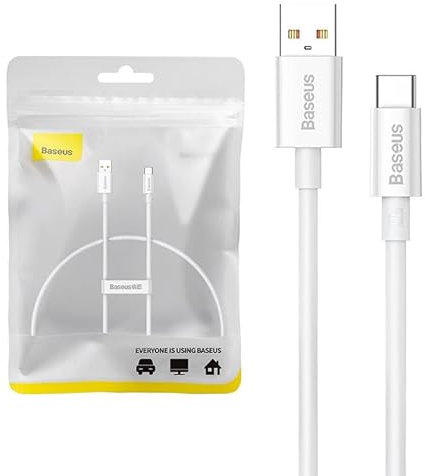 Baseus - Cable USB a USB-C superior, 100 W, 0,25 m, color blanco